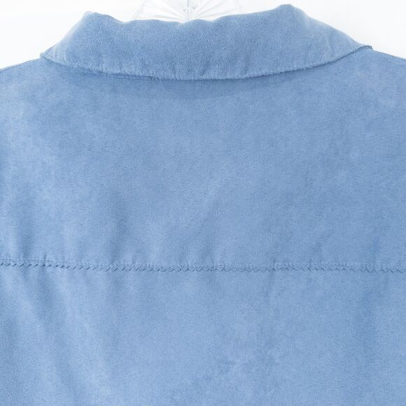 Studio Works Faux Suede Long Sleeve Button Up Shirt Womens Large Blue Western - Picture 8 of 16